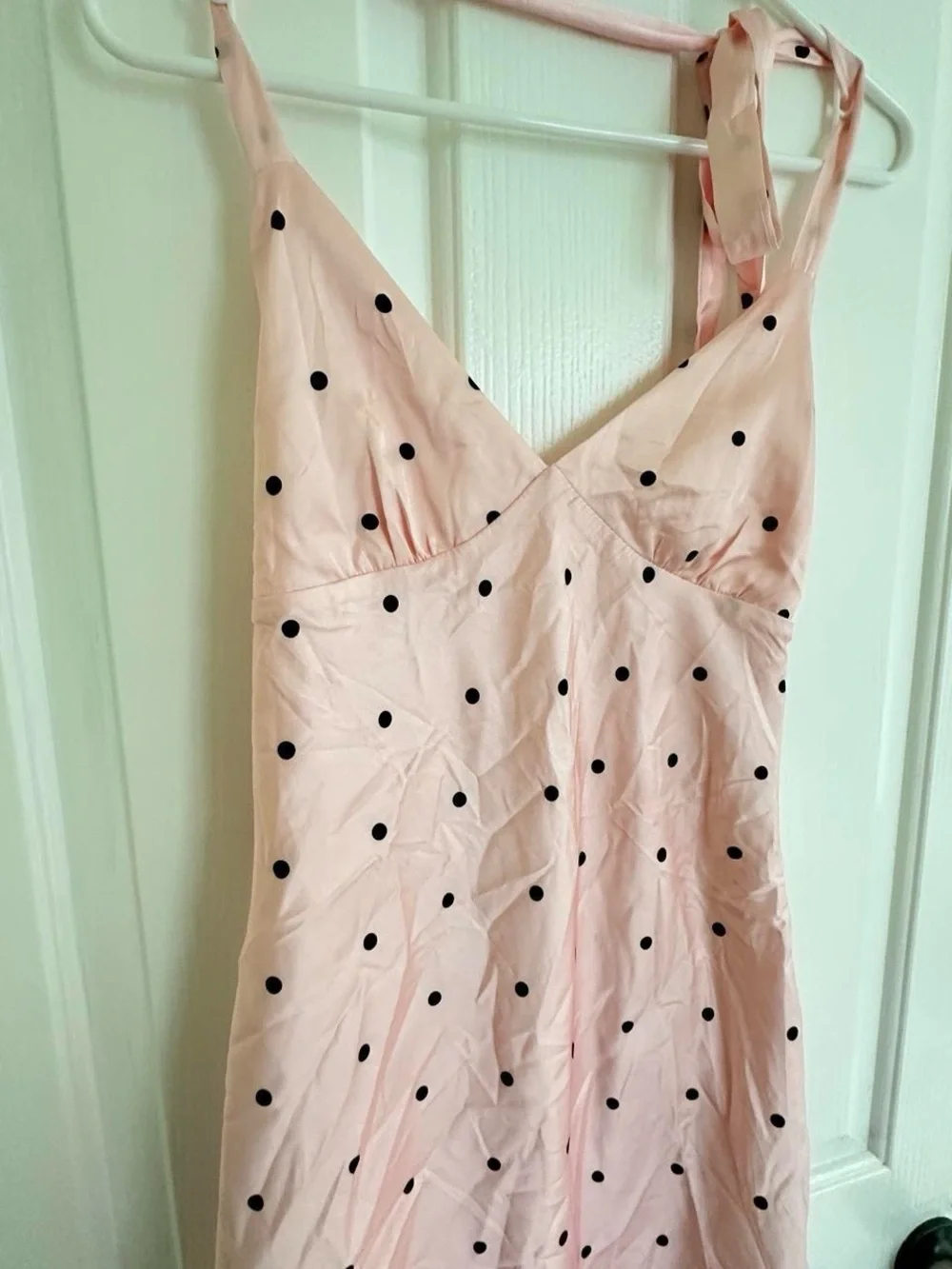 Princess Polly Blush Pink Satin Polka Dot Mini Dress